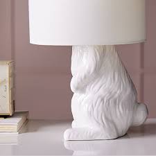It has empire shade with pastel colors. Ceramic Nature Rabbit Table Lamp