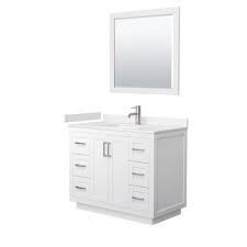 Outdoor bekleidung bis 45 % reduziert! Wyndham Collection Miranda 42 Inch Single Bathroom Vanity In Dark Blue Light Vein Carrara Cultured Marble Countertop Undermount Square Sink Matte Black Trim 34 Inch Mirror B7 Wayfair