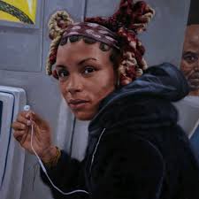 Dwayne Mitchell, Sarjan Dhakal, Tim Gagnon, and Karen Wilharm are featured  in today's member spotlight. 1. @dartportraits painting titled "Train Ride"  was selected for the Black Creativity exhibition at the Museum of