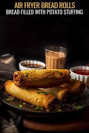Air Fryer Indian Bread Roll Recipe Recipe Indian Snack Recipes Indian Food Recipes Vegetarian Bread Roll