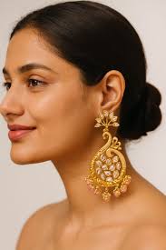 Gold-plated peacock earrings for sale