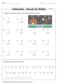 1st grade place value match. Decode The Riddle 2 Digit And Single Digit Subtraction Subtraction Worksheets Math Fact Worksheets Math Riddles