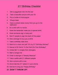 Fun Things To Do For 21st Birthday Without Drinking My 21st Birthday Checklist 21st Birthday Checklist 21st Birthday Sign 21st Birthday Signs Checklist