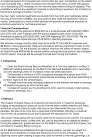 Sample busieness plan for a boarding house. Bed And Breakfast Business Plan Coach House Bed And Breakfast Pdf Free Download