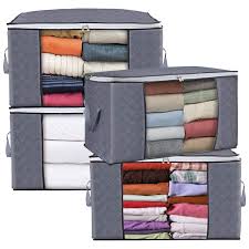 Keep excess moisture away from bedding. Rebrilliant Large Clothes Storage Bag Containers 4 Pack Foldable Linen Storage Bags Organizer For King Comforter Blanket Bedding Pillow Quilt With Durable Zipper Handle Clear Window Thick Fabric Grey Wayfair
