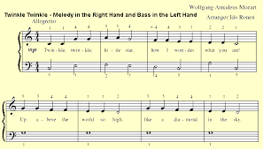 the piano staff playing harmonic intervals