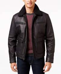 Michael Kors Michael Big Tall Faux Sherpa Leather Jacket In Black Modesens Leather Jacket Michael Kors Men Leather Jacket Black