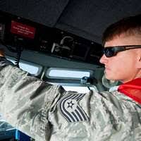 US Air Force (USAF) STAFF Sergeant (SSGT) Brandon Macal, from Nellis Air  Force Base (AFB), Nevada (NV), deployed to the 363rd Expeditionary  Maintenance Squadron, inspects CBU-87/103 Combined Effects Munitions prior  for upload
