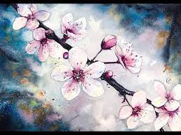 Tulips In Watercolors Painting Tutorial Youtube Cherry Blossom Watercolor Cherry Blossom Painting Flower Painting