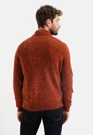 A brushed knit sweater featuring a marled construction, dropped shoulders, long sleeves, and a mock neck. Troyer Pullover Aus Hochwertiger Baumwoll Mix Qualitat Orange S 409537 4k37 54 S