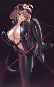 subob (subobdesu), anis (nikke), quency (escape queen) (nikke), quency ( nikke), goddess of victory: nikke, absurdres, commentary request, highres,  1girl, ahoge, black bodysuit, bodysuit, breasts, brown eyes, brown hair,  collared bodysuit, cosplay, dark