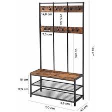 Vasagle Grand Porte Manteaux De Style Industriel Avec Banc A Chaussures Meuble D Entree Shoe Bench Entrance Furniture Welded Furniture