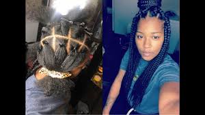 Jumbo Box Braids Rubber Band Method Youtube Jumbo Box Braids Braided Hairstyles Short Box Braids
