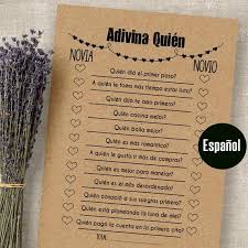 Spanish Bridal Shower Games Guess Who Game In Spanish Etsy In 2020 Bridal Games Bridal Shower Games Bridal Shower