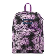 Black And White Floral Jansport Backpack Jansport Big Student Backpack School Bag Multi Purple Flower Daisy Jansport Backpack Jansport Backpacks Jansport Superbreak Backpack