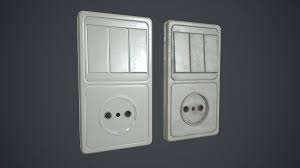 Light Switch With Power Socket Pbr Game Ready 3d Model Light Switch Sockets Pbr