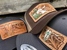 Leather Patch Caps Lazy V Leather Hats Tooled Leather Wallet Leather Goodies