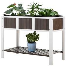 When you have the blocks arranged in an interesting shape, place potted plants in the visible holes. Outsunny 47 Wooden Raised Garden Bed With Countryside Design Elevated Planter Box Stand With Spacious Area For Planting Open Storage Shelf Versatile Use Walmart Com Walmart Com