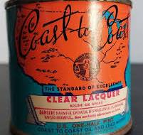 COAST TO COAST OIL AND LEAD WORKS CLEAR LACQUER, ADVERTISING TIN. UNITED  LITHO