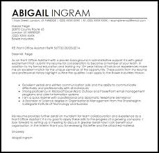 Front Office Assistant Cover Letter Sample Cover Letter Templates Examples