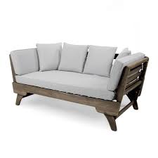 This amazing costway outdoor patio sofa with a retractable canopy is on major sale with free delivery. Noble House Gray Wood Outdoor Daybed With Light Gray Cushions 42585 The Home Depot