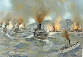 The Naval Battle In Santiago July 3 1898 The Spanish Cuban American War American War Naval The Spanish American War