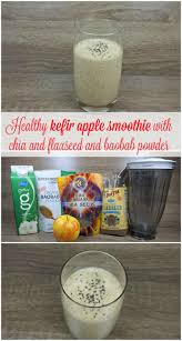 Healthy Kefir Apple Smoothie Recipe With Chia And Flaxseed And Baobab Powder Via Beautybymissl Apple Smoothies Kefir Kefir Recipes