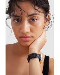 HYER GOODS Womens Black Upcycled Leather Apple Watch Band