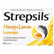 Sore Throat Lozenges - Sugar Free Lemon - Strepsils - 24 Lozenges Strepsils