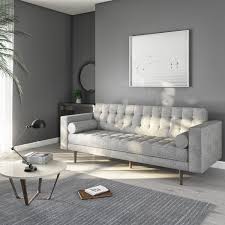 The color grey suits best for sofas or couches as it can accentuate the ambience of the whole living room. Buttoned Light Grey Sofa 3 Seater With Cushions Elba Furniture123