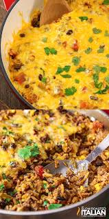 One Pot Mexican Rice Casserole Video Mexican Food Recipes Healthy Recipes Beef Recipes