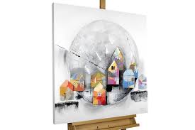 Abstrakte kunst bilder acrylbilder abstrakt acrylmalerei abstrakt zeichnen ideen moderne gemälde malerei inspiration motiv: Handgemaltes Acrylbild Mit Stadt Motiv Kunstloft