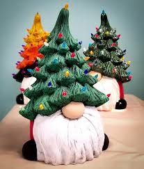 Green christmas light up tree with snowman. Gnome Tree Just Claying Around