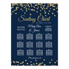 seating chart gold faux glitter confetti navy blue zazzle