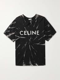 Black Tie Dyed Logo Print Cotton Jersey T Shirt Celine Homme Mr Porter
