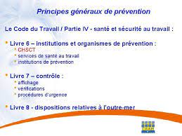 Quant à la partie réglementaire du nouveau code du travail, elle résulte de deux décrets du 7 1 Principes Gnraux De Prvention 1 Les Textes