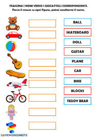 Toys Exercise For Classe Prima Scuola Primaria