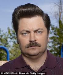 Make-up artist Katelyn Galloway transforms herself into Parks and Rec's Ron  Swanson