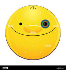 Emoticon Gesicht Mit Einem Schwarzen Auge Lächelt Glücklich  Stock-Vektorgrafik - Alamy