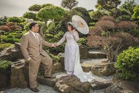 More than three acres of japanese and native california trees, rocks, and plants are arranged in traditional japanese style. Kimle And Jose Hayward Japanese Gardens Wedding Ceremony Garden Weddings Ceremony Asian Fusion Wedding Wedding
