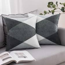 Wie oft wird die sofa kissenbezüge 60x60. Miulee 2er Set Kissenbezug Geometrische Zierkissenbezuge Wildlederoptik Sofa Bett Home Decorative Weich Dekorative Kis Geometrische Kissen Sofa Bett Sofakissen