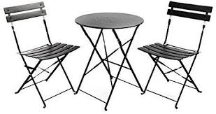 Amazon Com Finnhomy Slatted 3 Piece Outdoor Patio Furniture Sets Bistro Sets Steel Folding Table Outdoor Patio Furniture Sets Outdoor Bistro Set Bistro Table