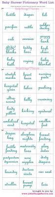 Baby Shower Games Printable Baby Pictionary Word Lists Funny Baby Shower Games Baby Shower Funny Free Baby Shower Printables