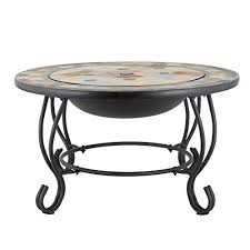 Walker edison modern geometric metal rectangle coffee table living room accent ottoman storage shelf, 40 inch, slate grey $97.19 $ 97. Harima Shango 76cm 30 Inch Round Outdoor Garden Tiled Slate Coffee Table And Fire Pit Brazier