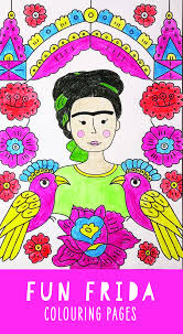 Frida Kahlo Coloring Pages For Kids Colouring Pages To Teach Kids Art History Famous Artist Fu Art History Projects For Kids Art History Lessons Art For Kids