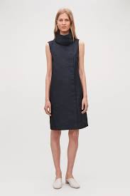 Technical Funnel Neck Dress Navy Dresses Cos Dresses Funnel Neck Fashion