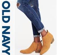 OLD NAVY Sz 7.5 FAUX SUEDE LEATHER ANKLE BOOTS TAN TOFFEE CHESTNUT