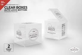 Clear Lock Bottom Boxes Mockup Packaging Mockup Design Mockup Free Free Psd Mockups Templates