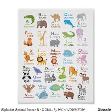 Alphabet Animal Poster A Z Children Educational Zazzle Com Animal Posters Alphabet Poster Education Poster