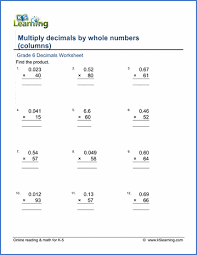 There are many operations with decimals worksheets throughout the page. Grade 6 Multiplication Of Decimals Worksheets Free Printable K5 Learning